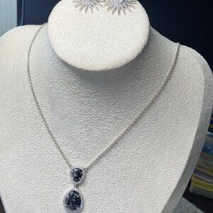 ELLE 925 Sterling Silver Necklace & Earrings Set